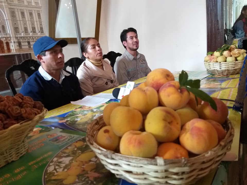 Sanluqueños promocionan la IV Feria del Durazno en Sucre 